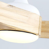 Remote Control 3 Blade Solid Wood LED Ceiling Fan Light Image - 9