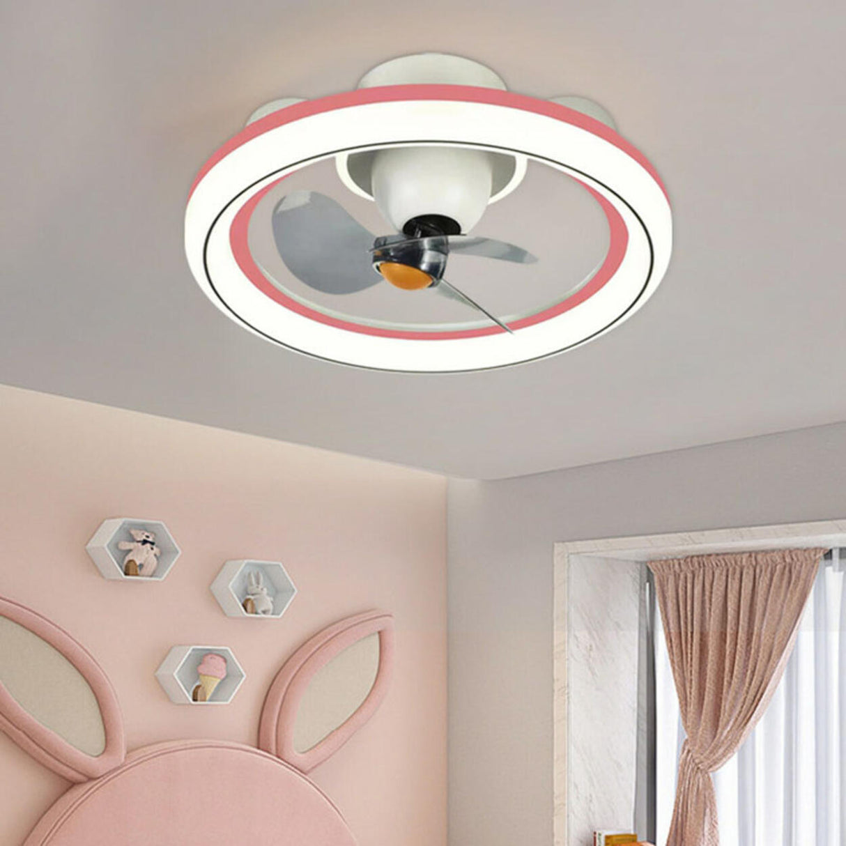 Remote Control 3 Blades Round Modern Ceiling Fan Light Image - 1