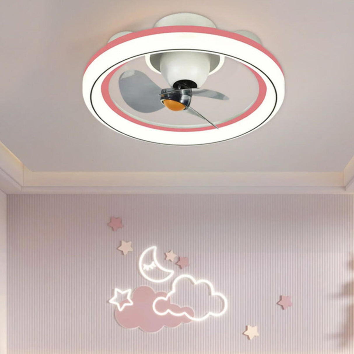 Remote Control 3 Blades Round Modern Ceiling Fan Light Image - 2