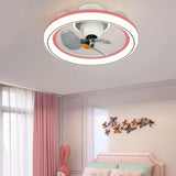 Remote Control 3 Blades Round Modern Ceiling Fan Light Image - 3