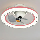 Remote Control 3 Blades Round Modern Ceiling Fan Light Image - 9