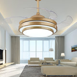 Remote Control 4 Blades Modern Round Ceiling Fan Light Image - 3