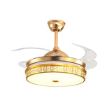 Remote Control 4 Blades Modern Round Ceiling Fan Light Image - 5