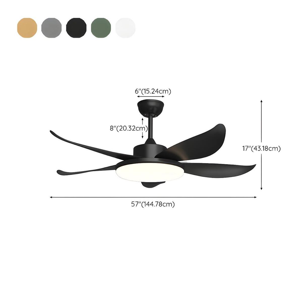 Remote Control 5 Blade Wood LED Ceiling Fan with Light 