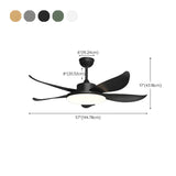 Remote Control 5 Blade Wood LED Ceiling Fan with Light #size