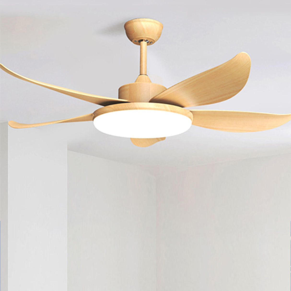 Remote Control 5 Blade Wood LED Ceiling Fan with Light Image - 5