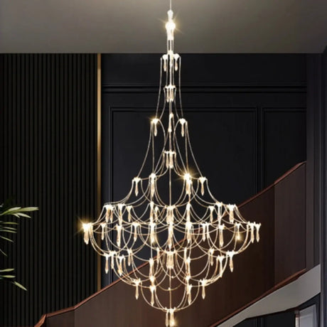 Remote Control Crystal Empire LED Foyer Chandelier Image - 1