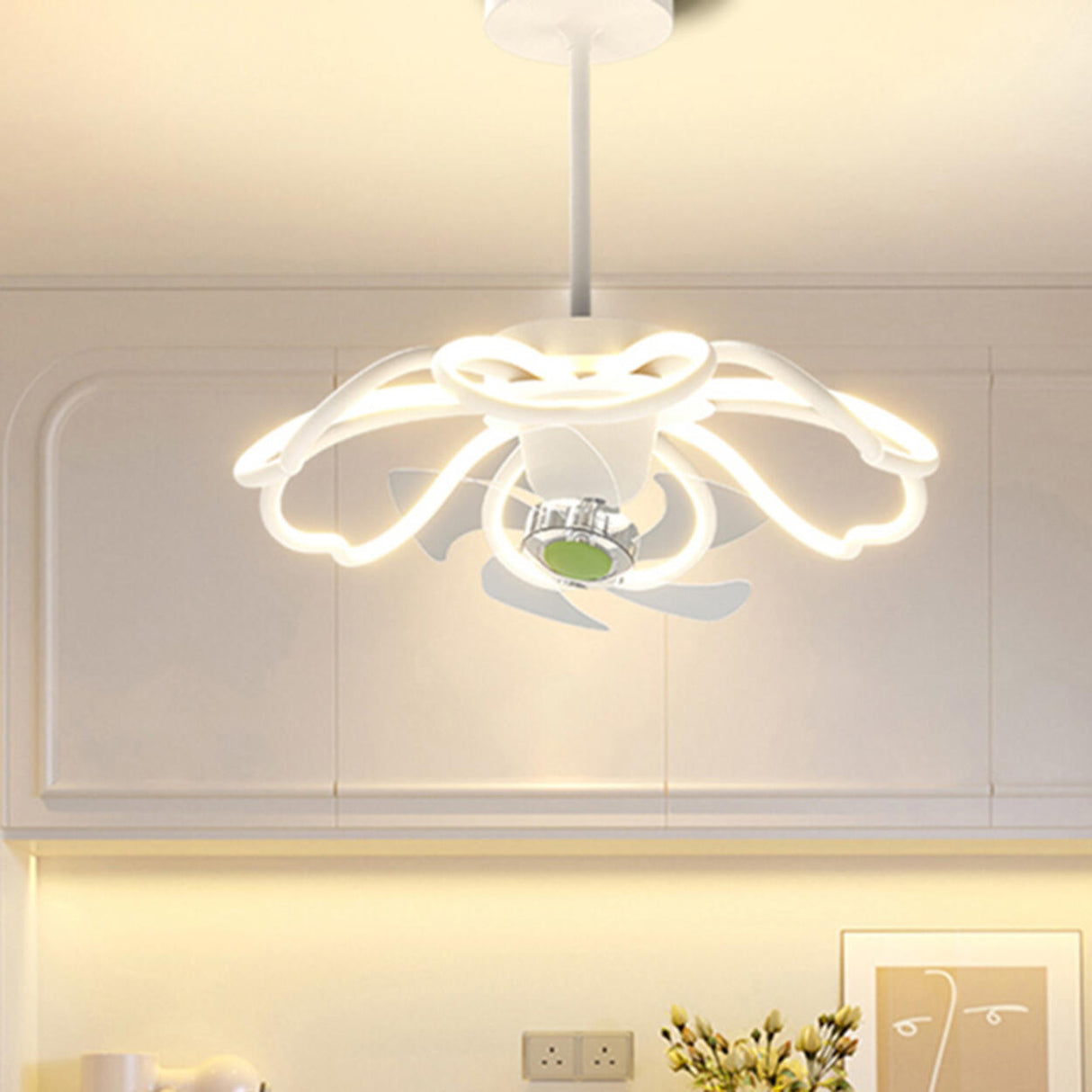 Remote Control Floral Modern Ceiling Fan with LED Light Image - 20