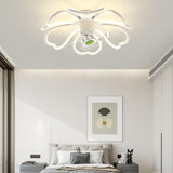 Remote Control Floral Modern Ceiling Fan with LED Light Image - 4