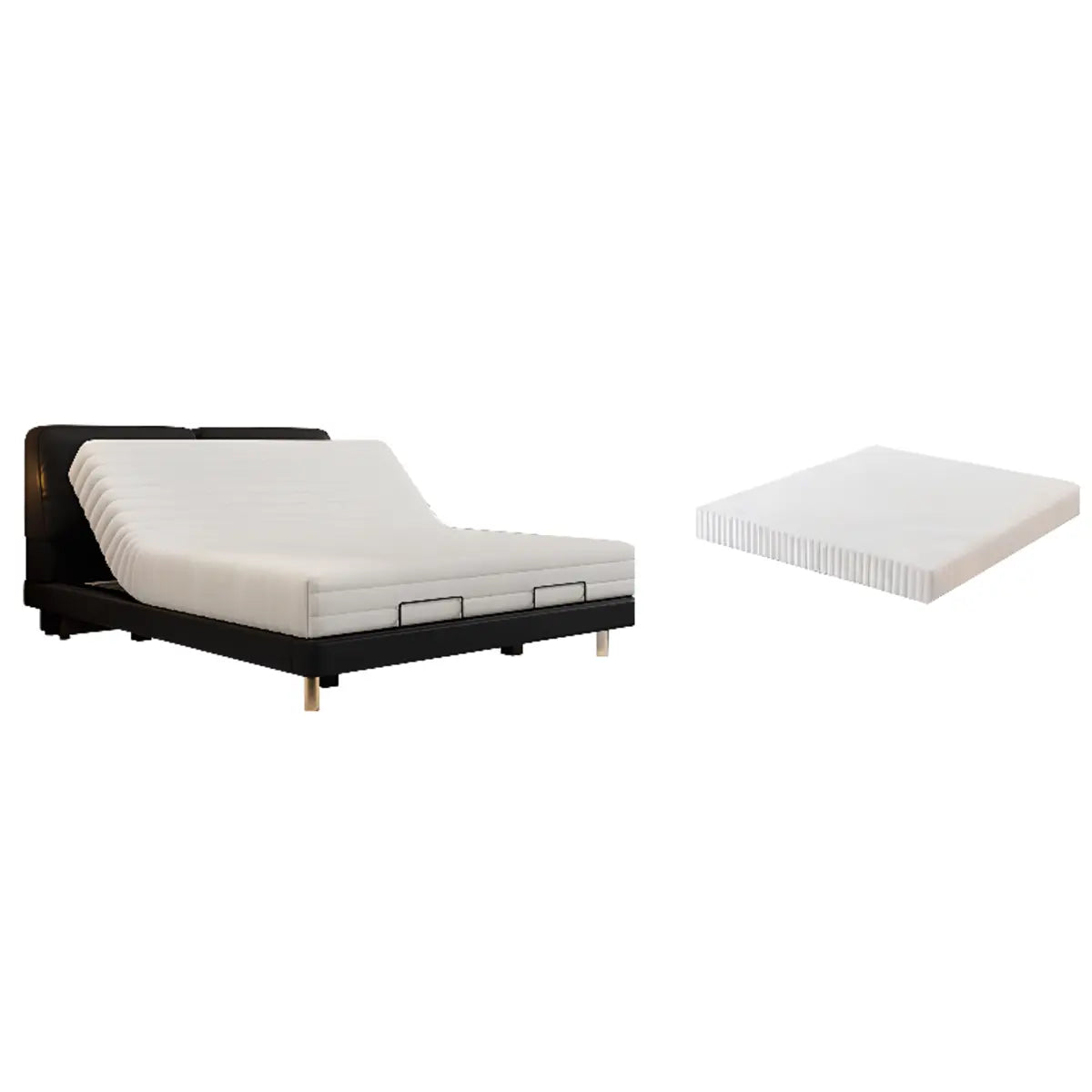 Remote Control Light and Mattress Leather Adjustable Bed Image - 2