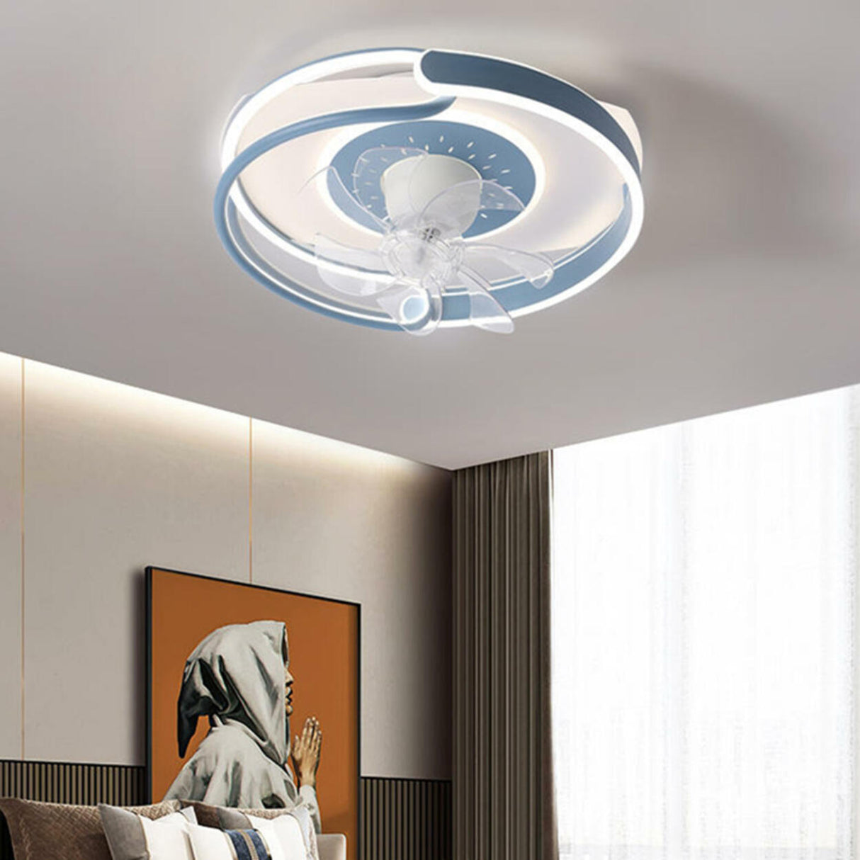 Remote Control Simple Round Ring LED Ceiling Fan Light Image - 1