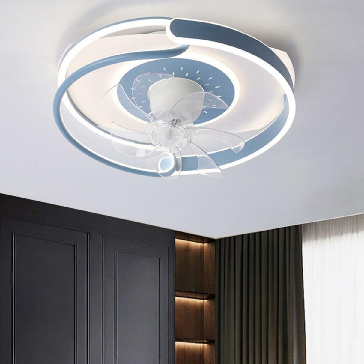 Remote Control Simple Round Ring LED Ceiling Fan Light Image - 16