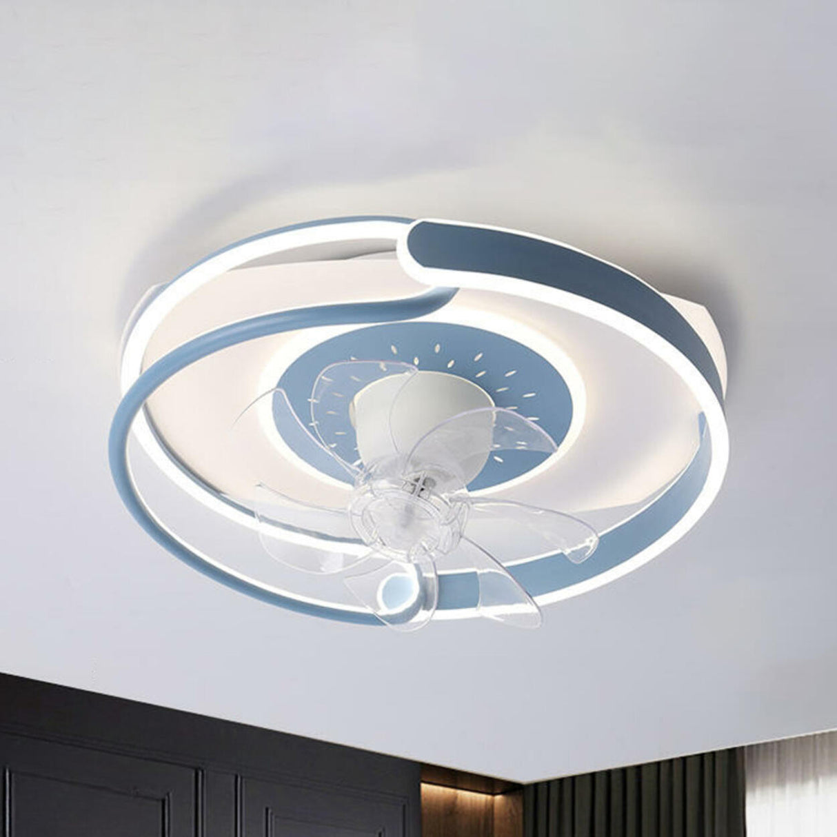 Remote Control Simple Round Ring LED Ceiling Fan Light Image - 8