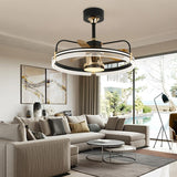 Remote Elegant Living Room Round Ceiling Fan with Light Image - 4