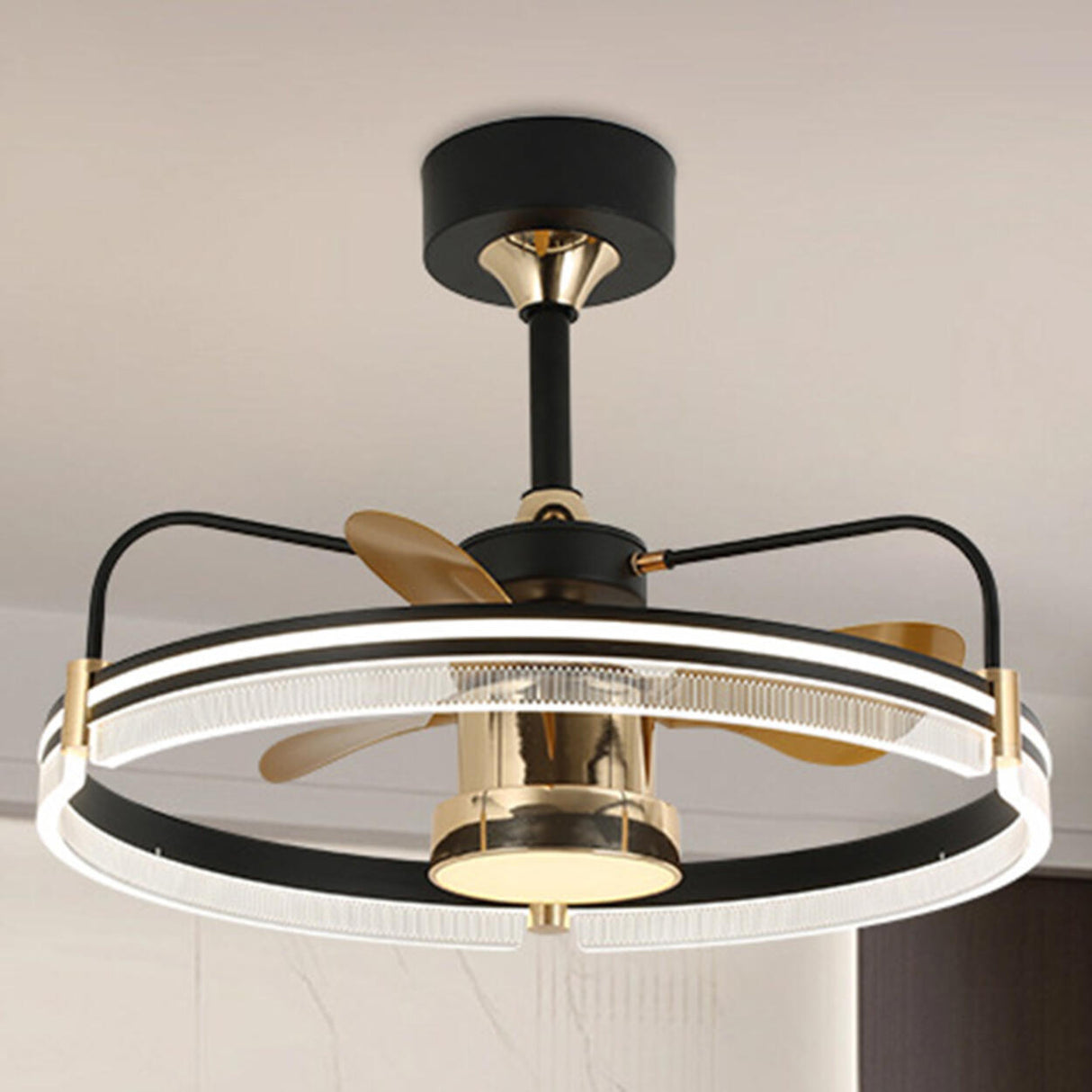 Remote Elegant Living Room Round Ceiling Fan with Light Image - 5