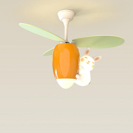 Remote Kids Room Rabbit Ceiling Fan with LED Light Image - 2