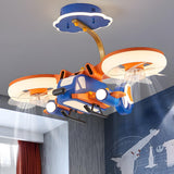 Remote LED Kids Room Helicopter Ceiling Fan with Light Image - 1