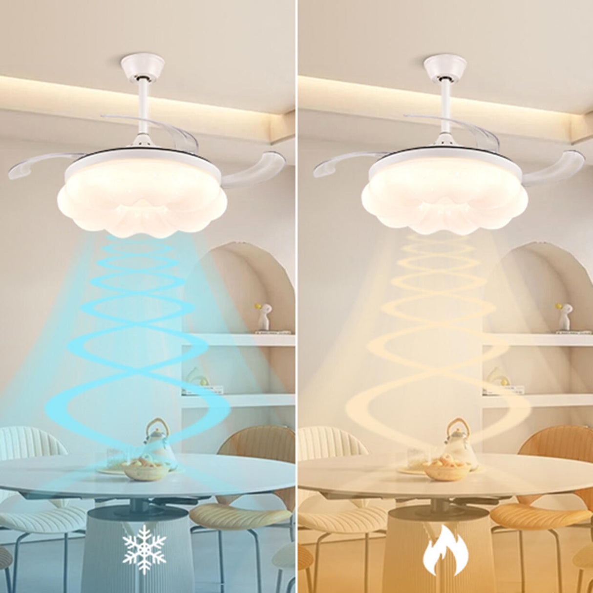 Remote LED White Cloud Round Ceiling Fan with Light Image - 9