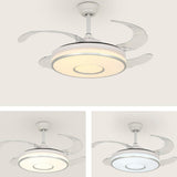 Remote Living Room Round 4 Blade LED Ceiling Fan Light Image - 12