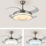 Remote Living Room Round 4 Blade LED Ceiling Fan Light Image - 14