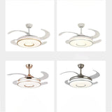 Remote Living Room Round 4 Blade LED Ceiling Fan Light Image - 15