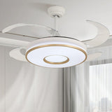 Remote Living Room Round 4 Blade LED Ceiling Fan Light Image - 2