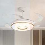 Remote Living Room Round 4 Blade LED Ceiling Fan Light Image - 20