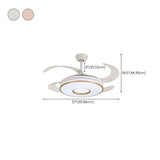 Remote Living Room Round 4 Blade LED Ceiling Fan Light #size