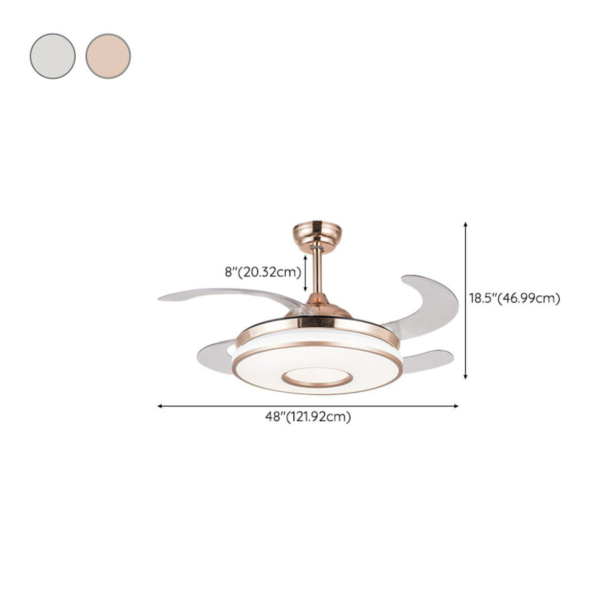 Remote Living Room Round 4 Blade LED Ceiling Fan Light Image - 26