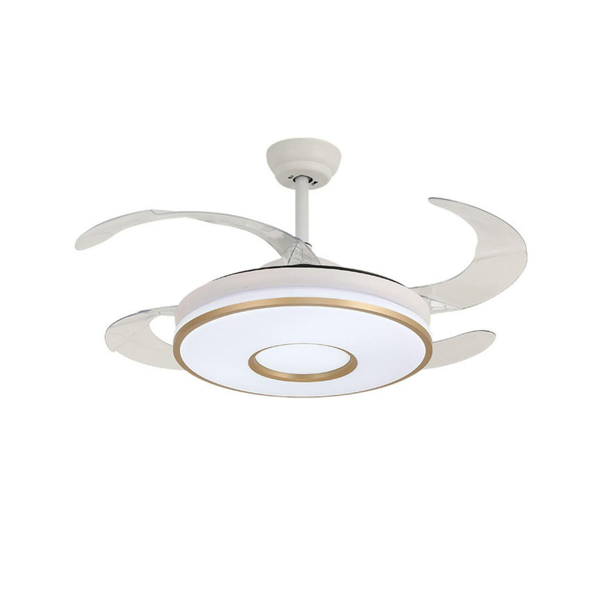 Remote Living Room Round 4 Blade LED Ceiling Fan Light Image - 5