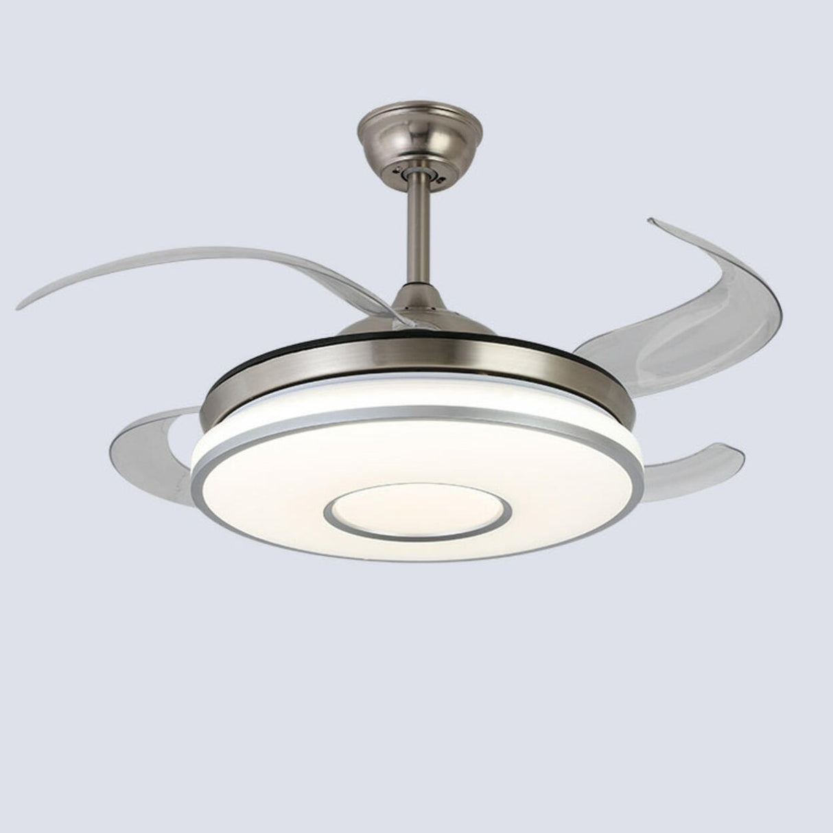 Remote Living Room Round 4 Blade LED Ceiling Fan Light Image - 6