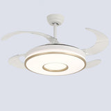 Remote Living Room Round 4 Blade LED Ceiling Fan Light Image - 8