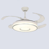 Remote Living Room Round 4 Blade LED Ceiling Fan Light Image - 9