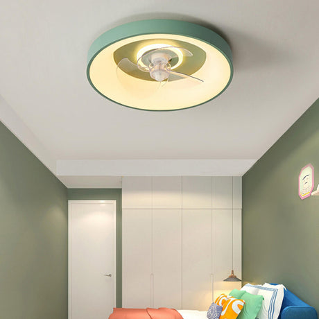 Remote Minimalist Round LED Ceiling Fan with Light Image - 1