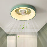 Remote Minimalist Round LED Ceiling Fan with Light Image - 2