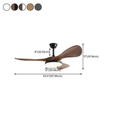 Remote Modern 3 Wood Blade Ceiling Fan with LED Light #size