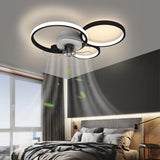 Remote Modern Geometric Flush Ceiling Fan with Light Image - 1