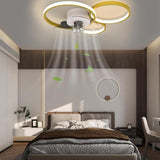 Remote Modern Geometric Flush Ceiling Fan with Light Image - 10