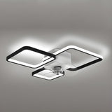 Remote Modern Geometric Flush Ceiling Fan with Light Image - 12