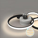 Remote Modern Geometric Flush Ceiling Fan with Light Image - 14