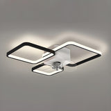 Remote Modern Geometric Flush Ceiling Fan with Light Image - 15