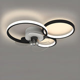 Remote Modern Geometric Flush Ceiling Fan with Light Image - 3