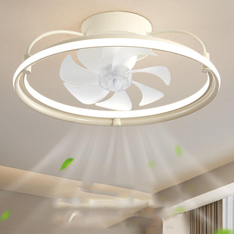 Remote Modern White Circular LED Ceiling Fan with Light Image - 1