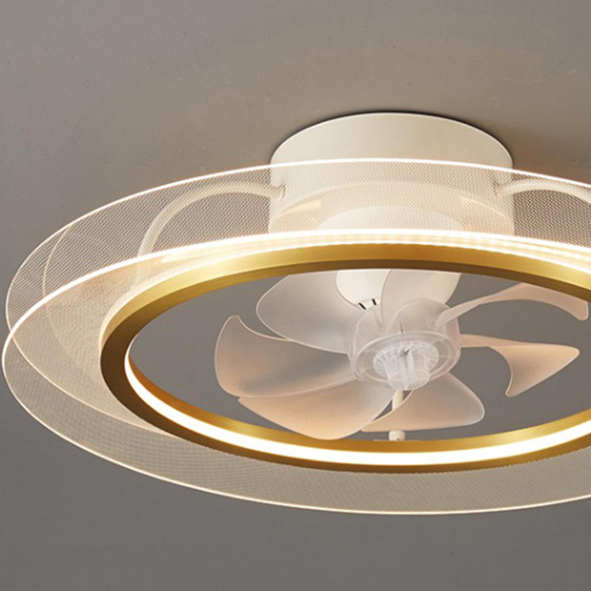 Remote Modern White Circular LED Ceiling Fan with Light Image - 10