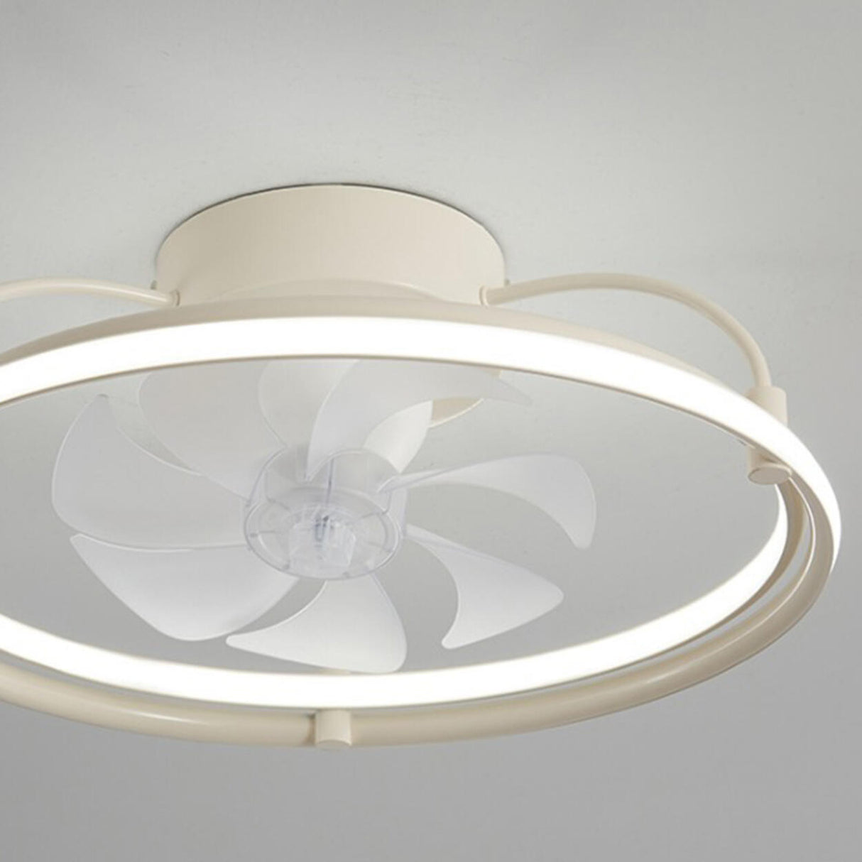 Remote Modern White Circular LED Ceiling Fan with Light Image - 12