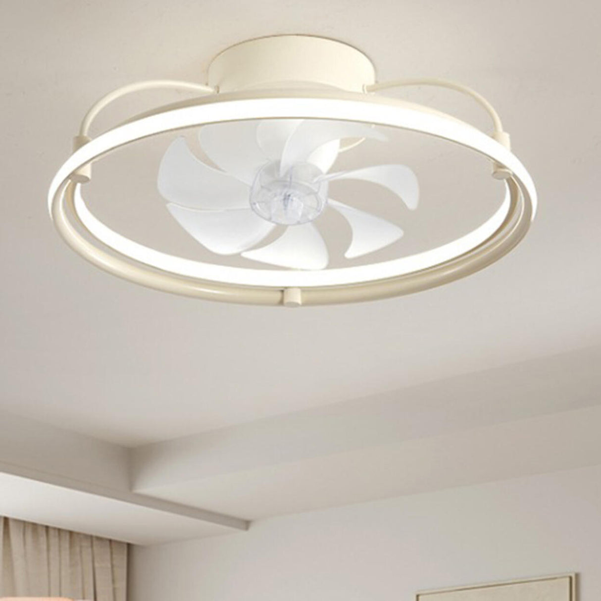 Remote Modern White Circular LED Ceiling Fan with Light Image - 16