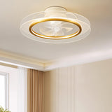 Remote Modern White Circular LED Ceiling Fan with Light Image - 2