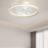 Remote Modern White Circular LED Ceiling Fan with Light Image - 3