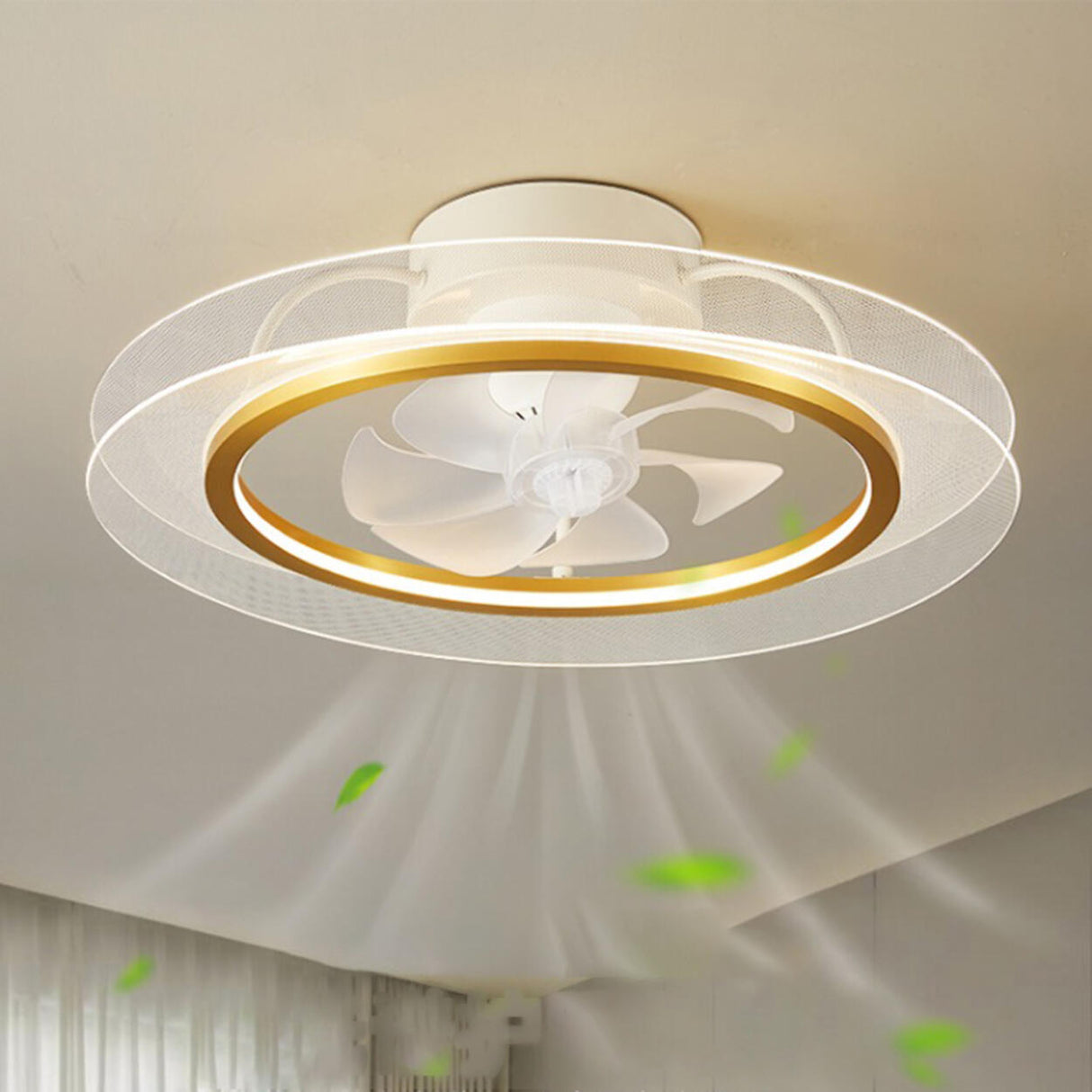 Remote Modern White Circular LED Ceiling Fan with Light Image - 4