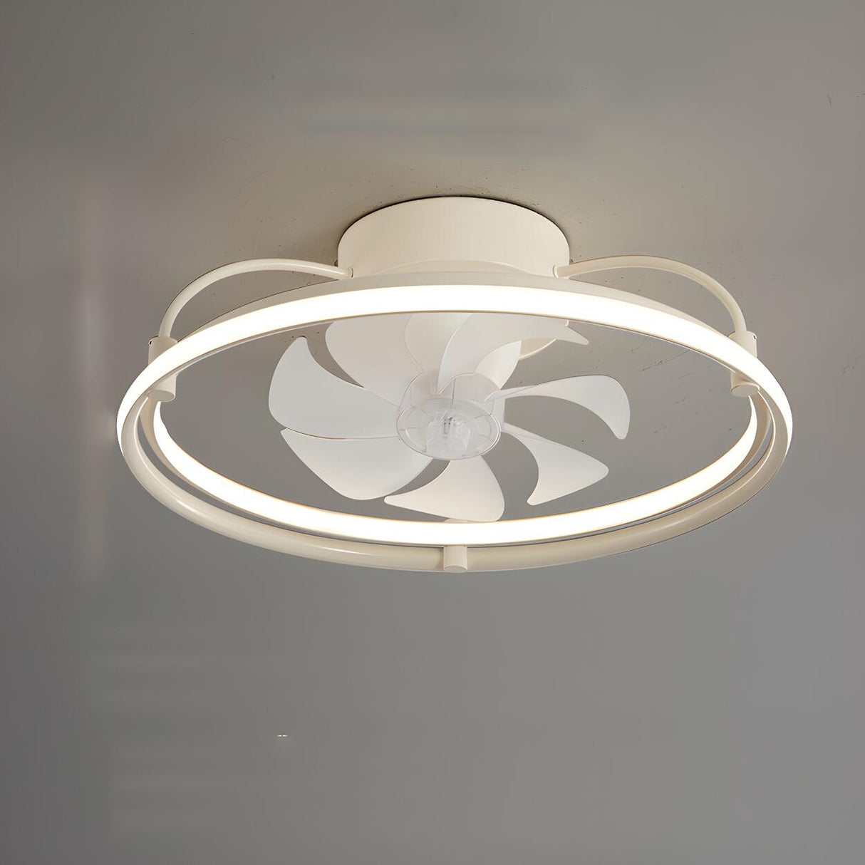 Remote Modern White Circular LED Ceiling Fan with Light Image - 6